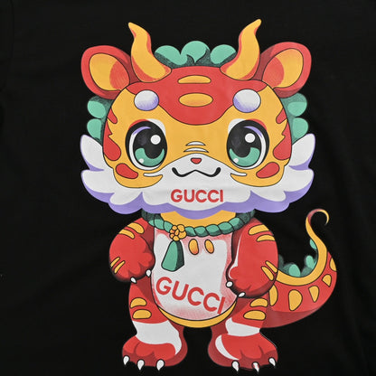 Gucci Black T-Shirt with Dragon Cartoon