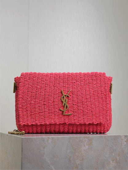Saint Laurent pink raffia chain bag
