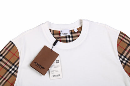 Burberry Check Sleeve T-Shirt (White)