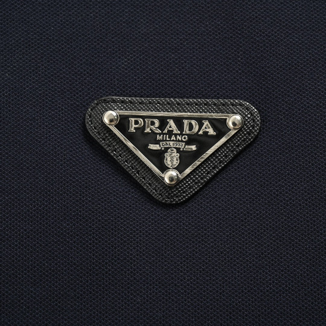 Pra*a logo patch polo shirt