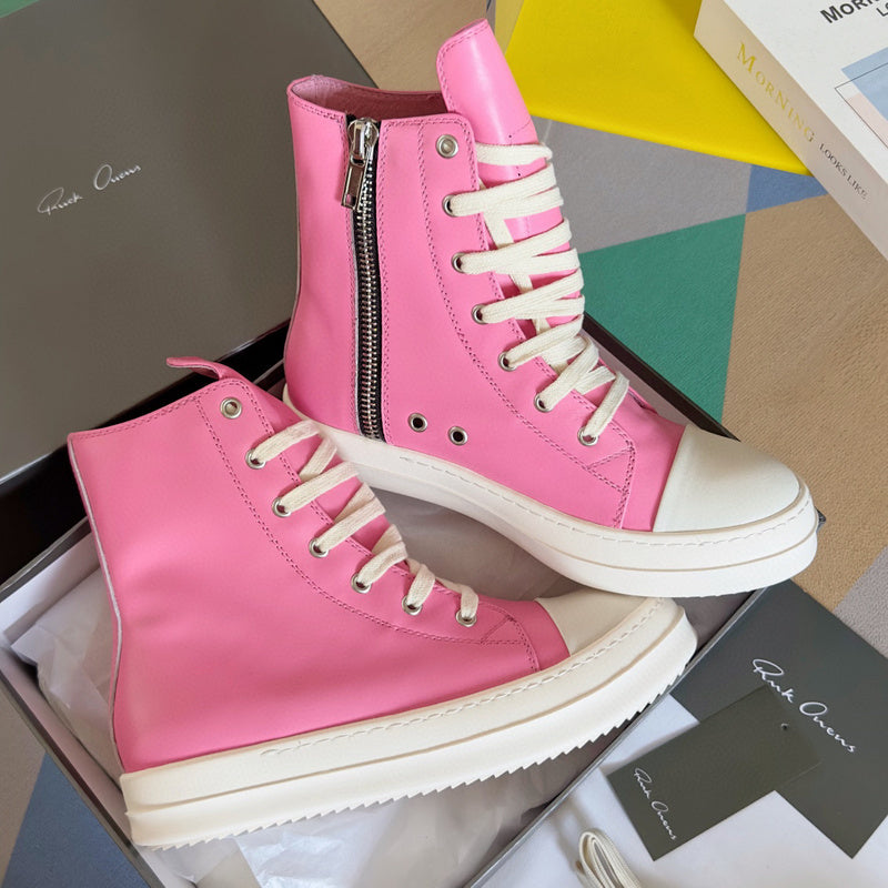 Rick Owens Hot Pink High-Top Sneakers