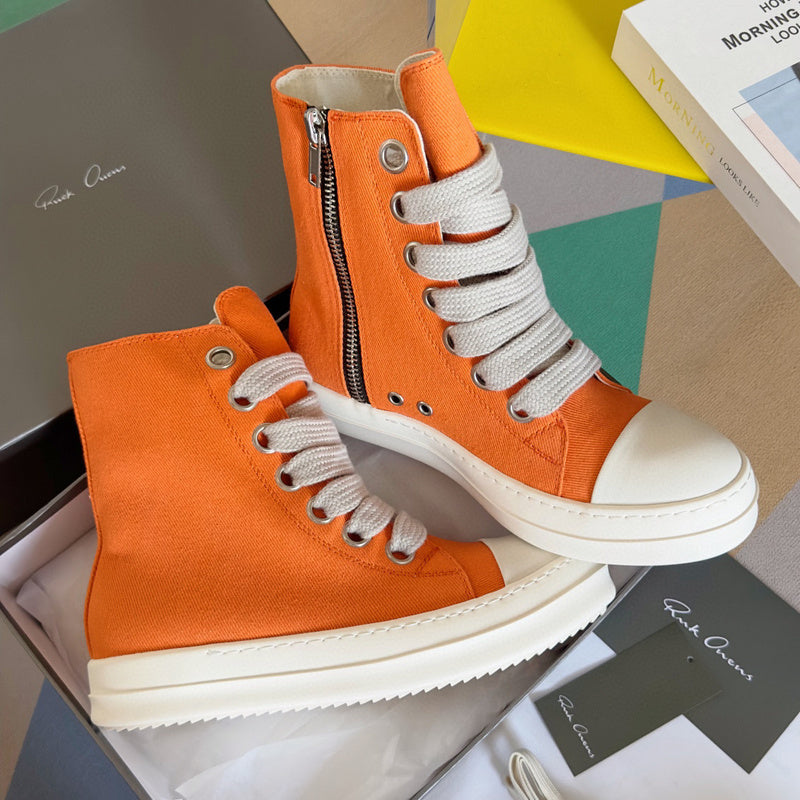 Rick Owens Orange High-Top Sneakers