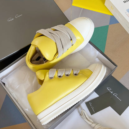 Rick Owens Yellow Low-Top Sneakers