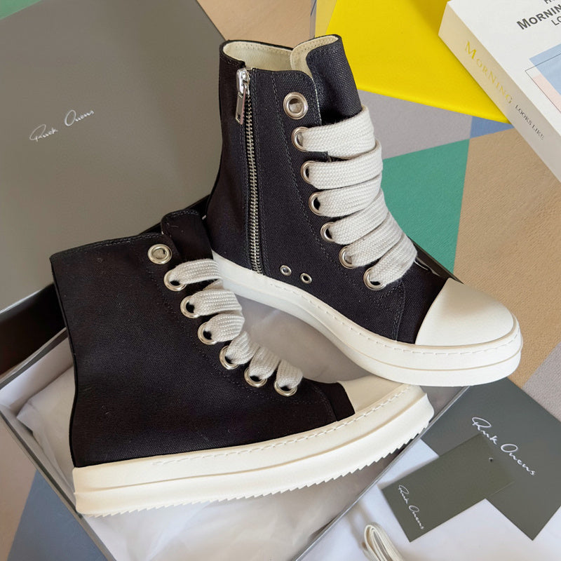 Rick Owens Black High-Top Sneakers