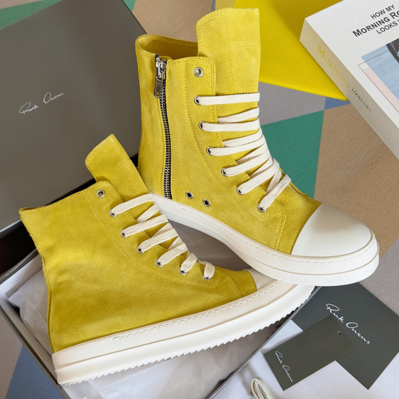 Rick Owens Yellow High-Top Sneakers