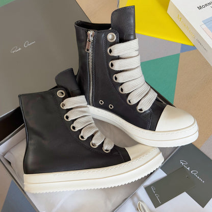 Rick Owens Black High-Top Sneakers