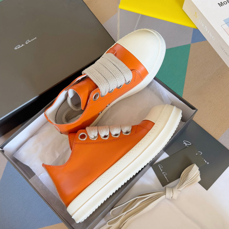 Rick Owens Orange Low-Top Sneakers