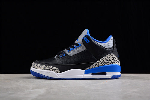 AIR JORDAN 3 RETRO BLACK/SPORT BLUE WOLF GREY