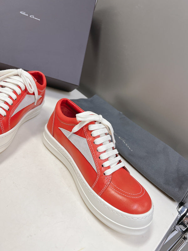 Rick Owens Low-Top Sneakers - Red Leather