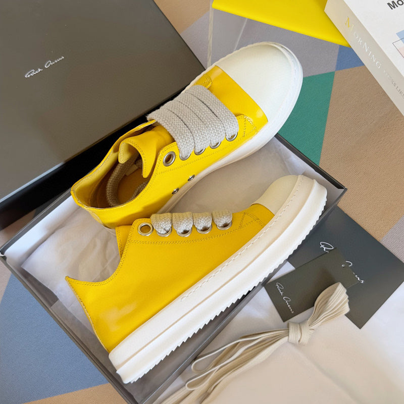 Rick Owens Yellow Low-Top Sneakers