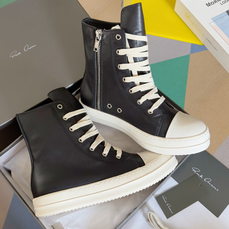 Rick Owens Black High-Top Sneakers