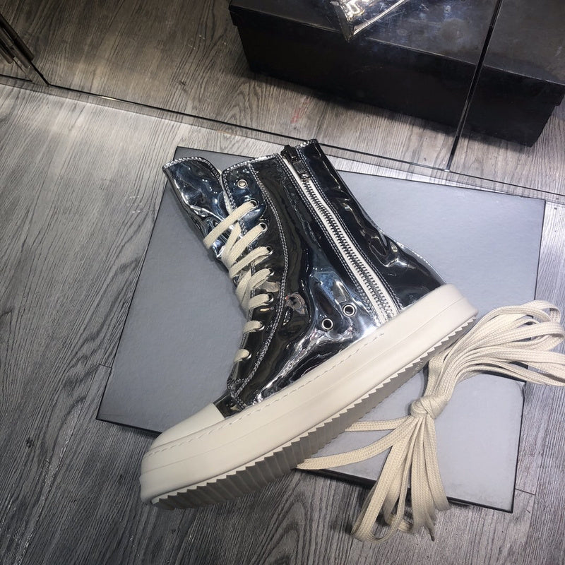 High-Top Metallic Leather Sneakers