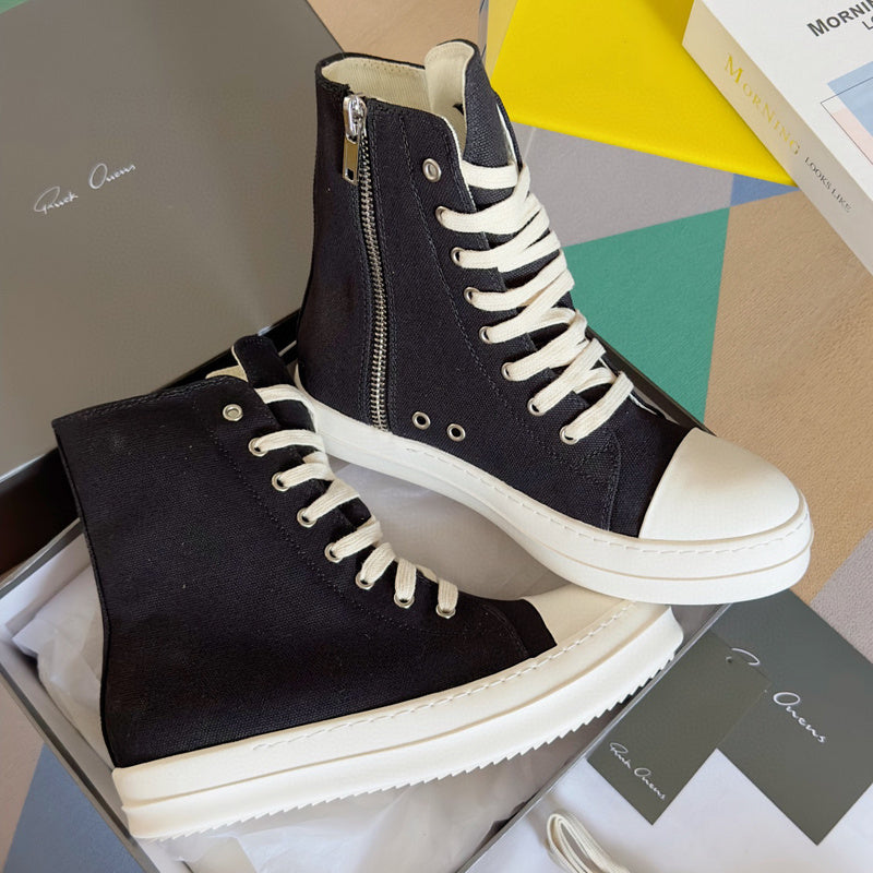 Rick Owens Black High-Top Sneakers