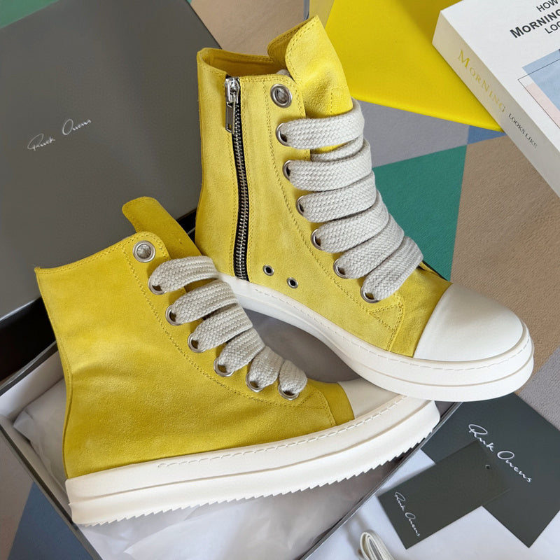 Rick Owens Yellow High-Top Sneakers