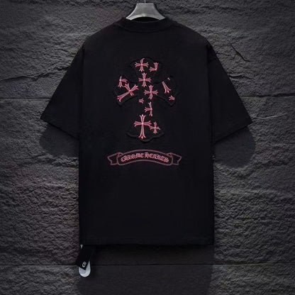 CHROME HEARTS T-SHIRT IN BLACK/PINK: GOTHIC ROMANTICISM