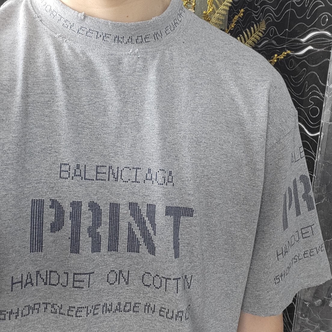 Ba*len*cia*ga printed grey t-shirt