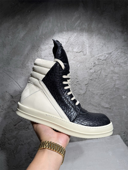 Rick Owens Geobasket Sneakers in Black/White