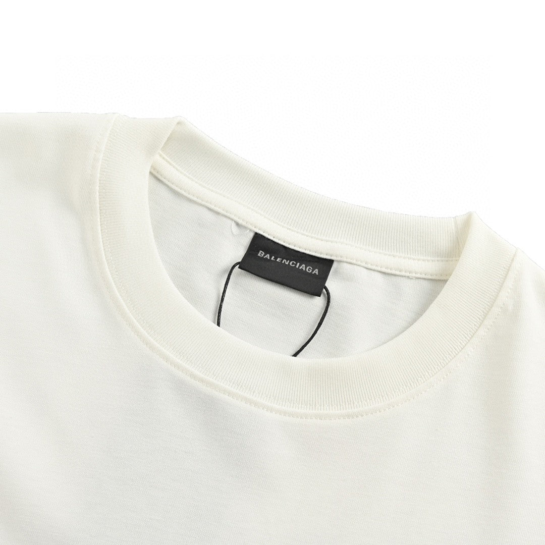 Balenciaga White T-Shirt with Paris Graphic