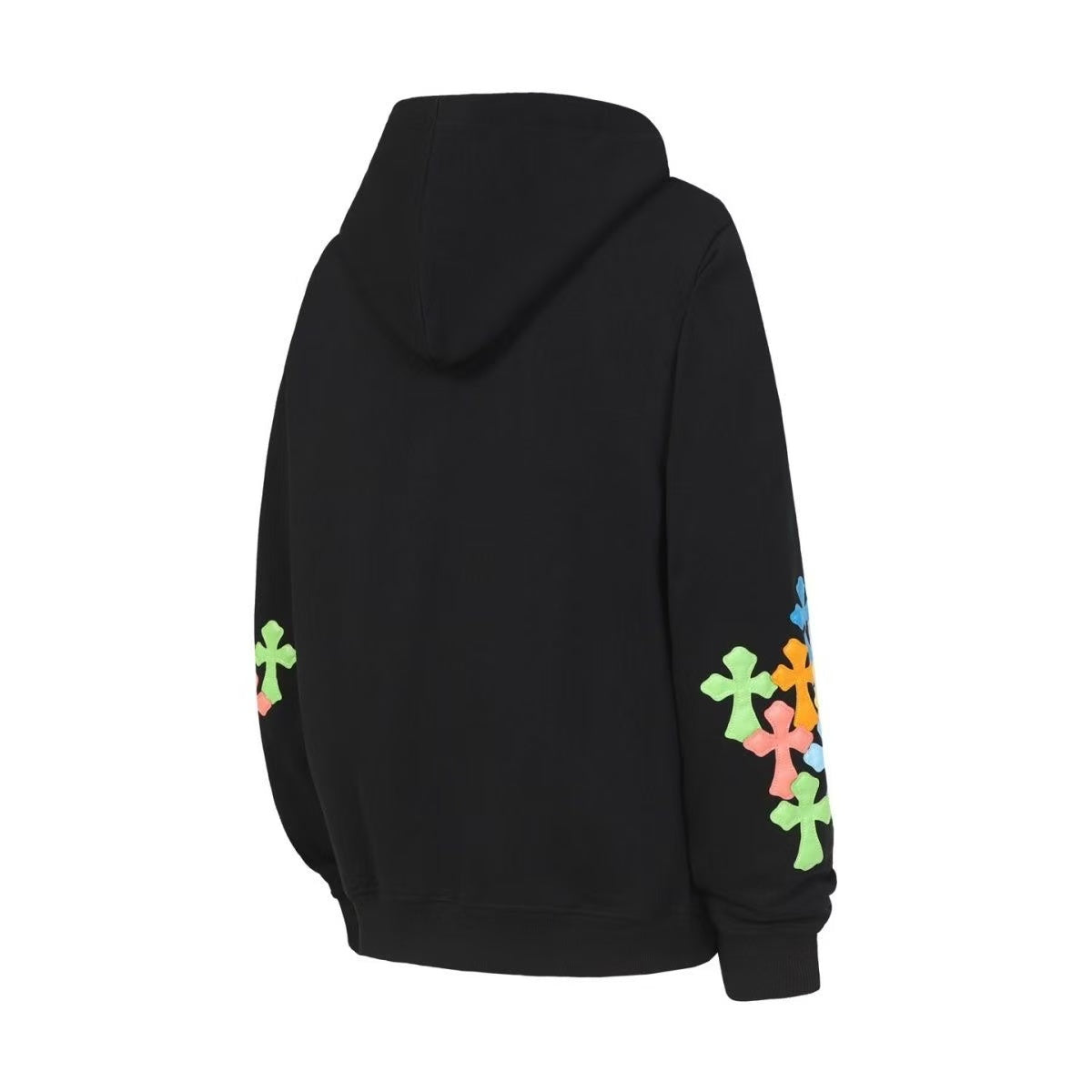 CHROME HEARTS MULTICOLOR CROSS PATCH ZIPPER HOODIE BLACK