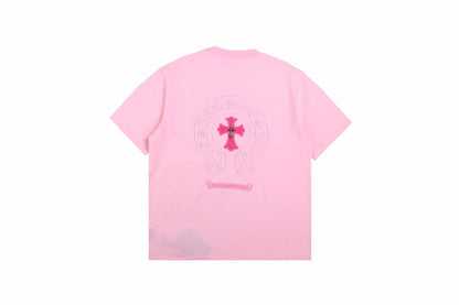 Chrome Hearts Pink T-shirt with Cross Patches