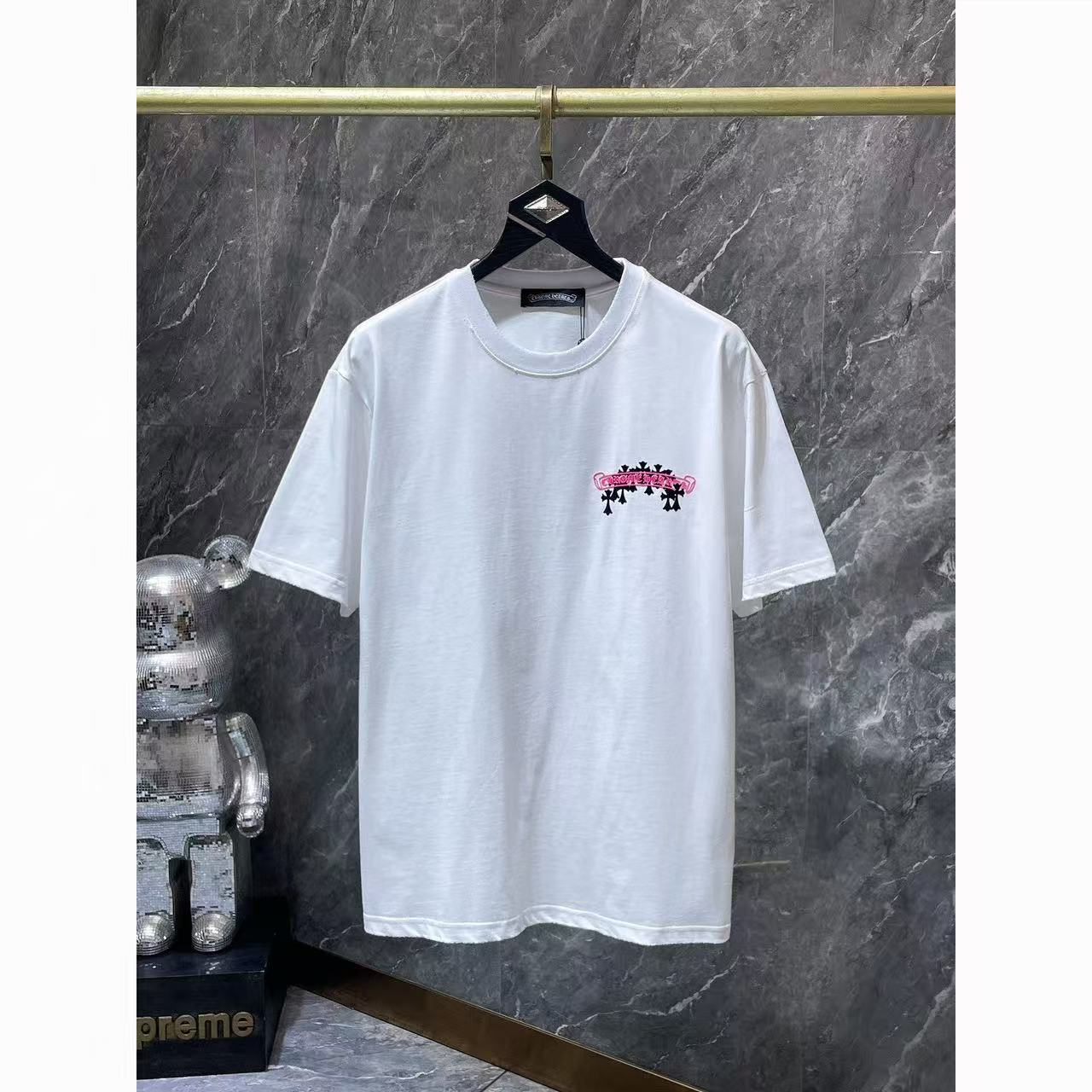 Chrome Hearts Classic Crewneck T-Shirt in White/Pink
