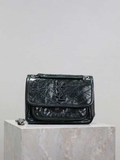 Saint Laurent Black Waxed Leather Bag