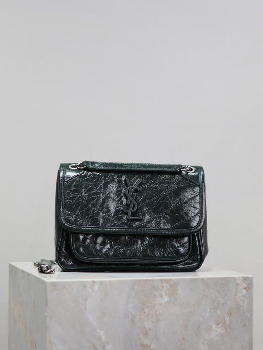 Saint Laurent Black Waxed Leather Bag