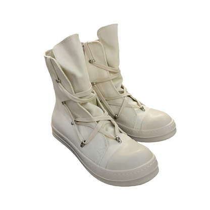 Rick Owens High-Top Canvas Boots - Cream