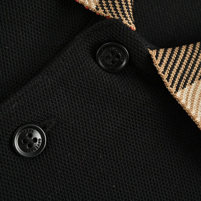 Burberry Polo Shirt with Check Collar (Black)