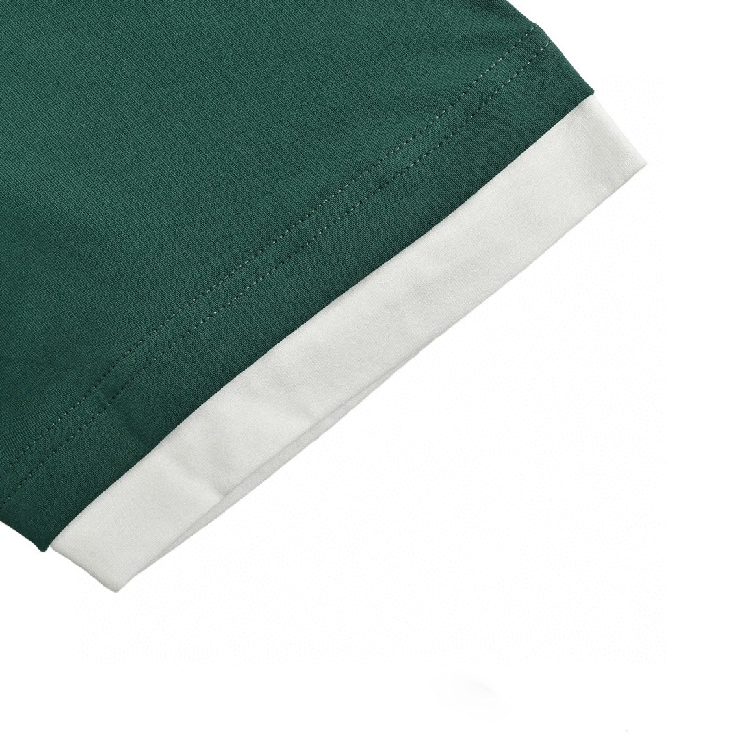 Pra*a green contrast trim t-shirt