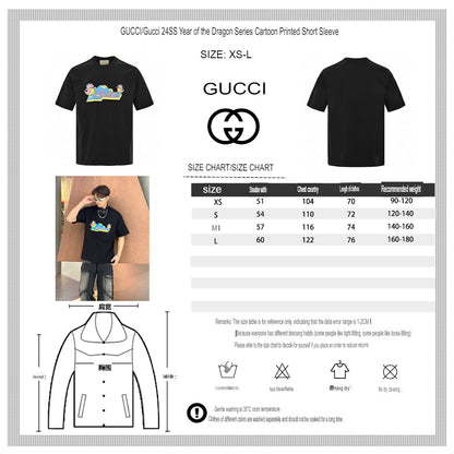 Gucci Black T-Shirt with Pink Dinosaur Graphic