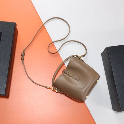 Saint Laurent Taupe Leather Crossbody Bag