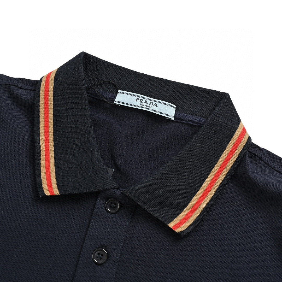 Pra*a logo patch polo shirt