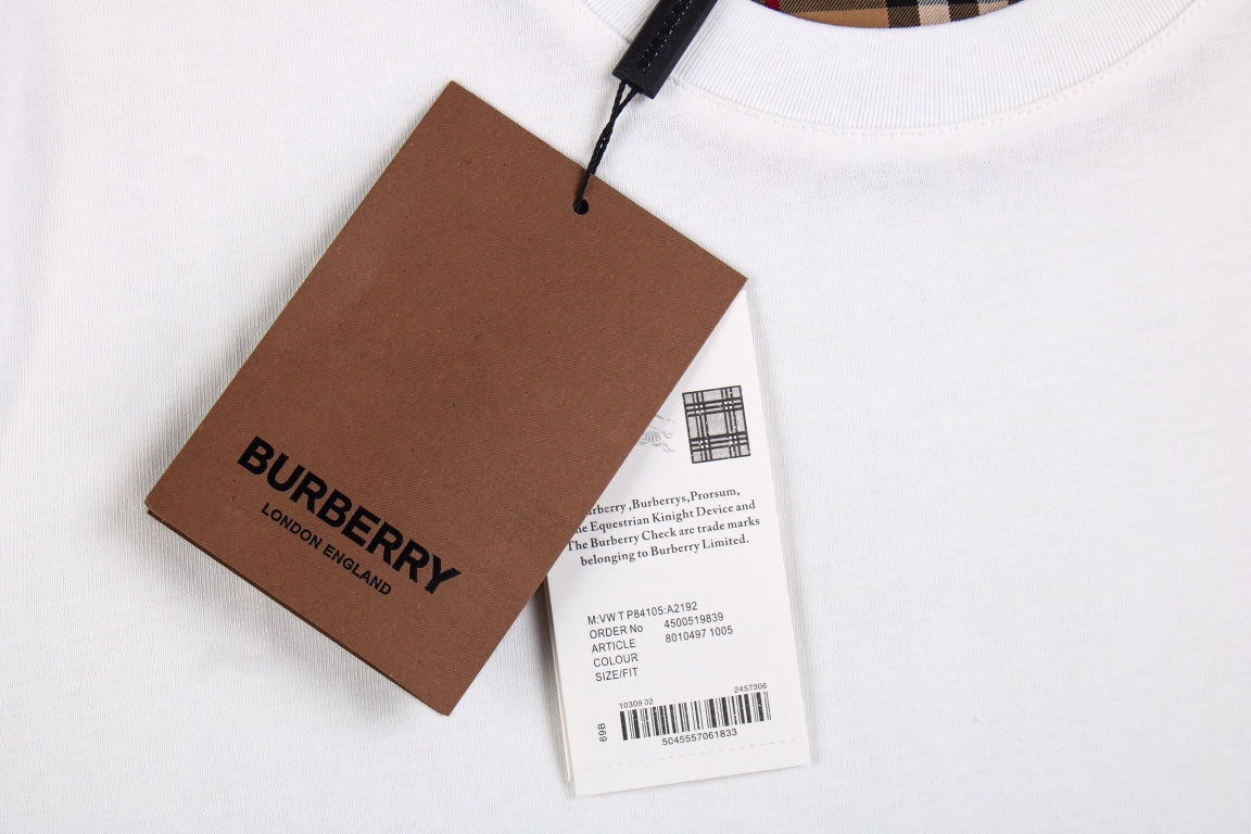 Burberry Check Sleeve T-Shirt (White)