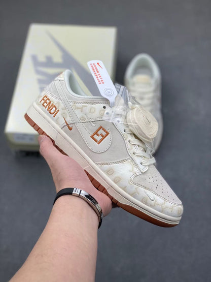 Nike Dunk Low “White/Laser Orange” – Dual Swoosh Statement