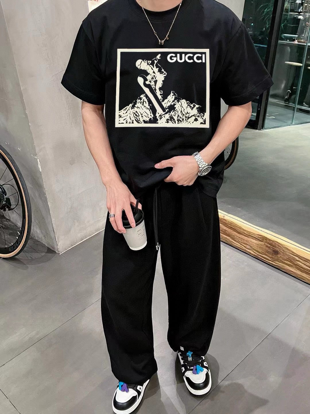 Gucci Snowboarder Graphic Black T-Shirt