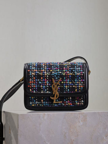 Saint Laurent Coffee Black Floral Calfskin Bag