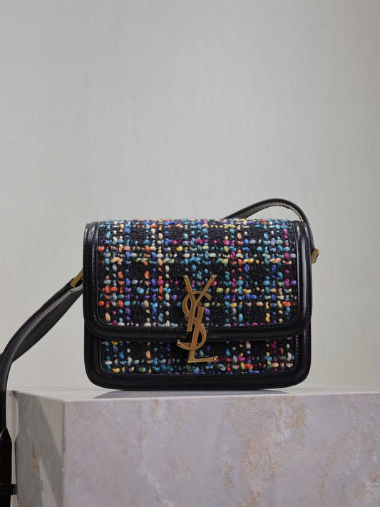 Saint Laurent Coffee Black Floral Calfskin Bag
