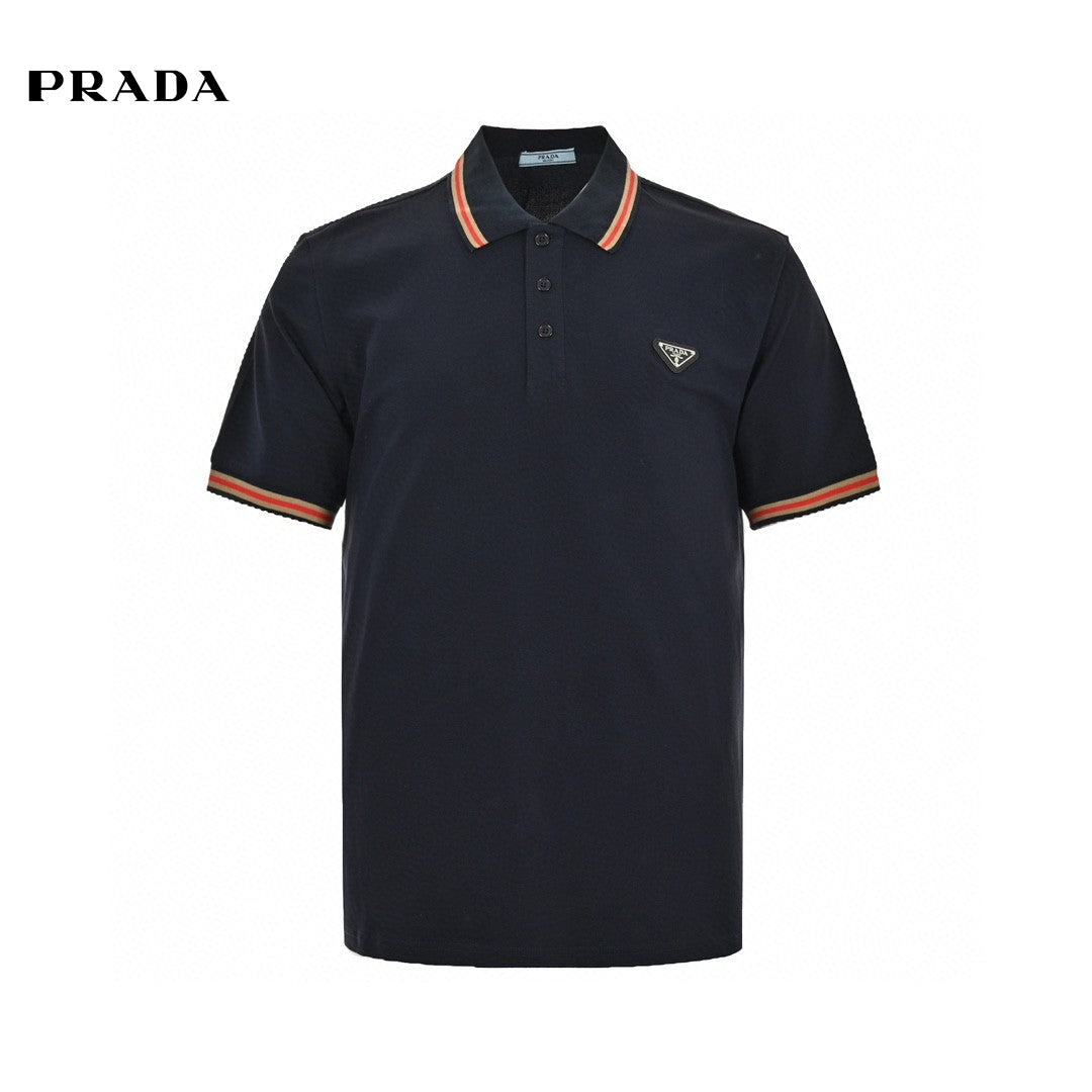 Pra*a logo patch polo shirt