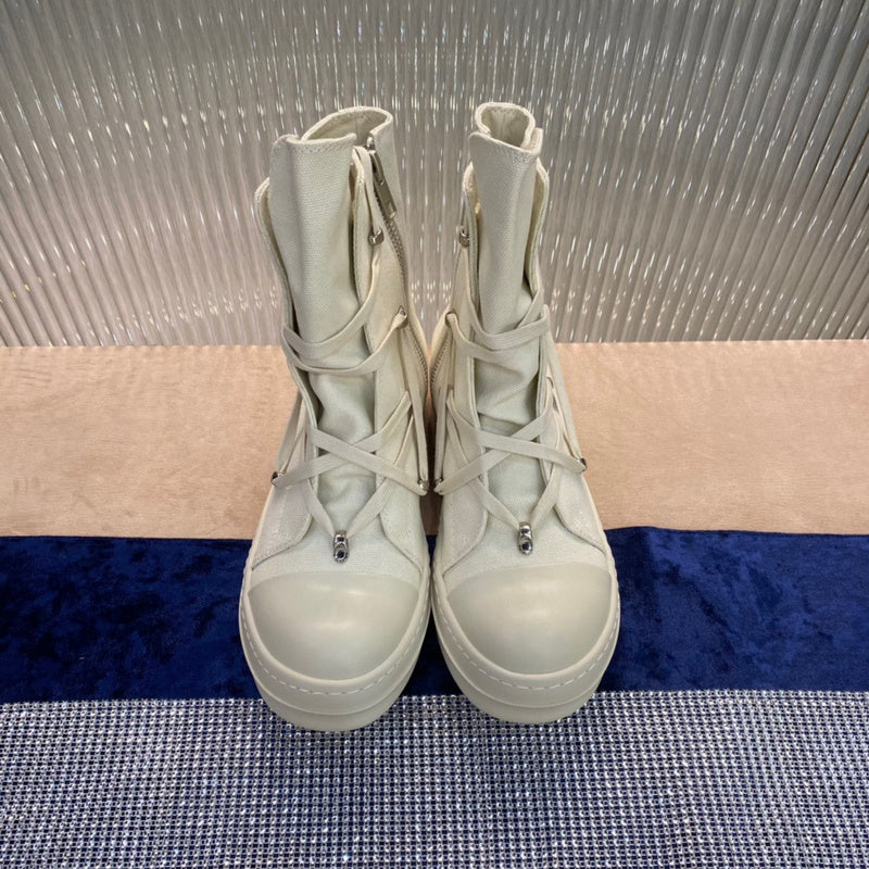 Rick Owens High-Top Canvas Boots - Cream