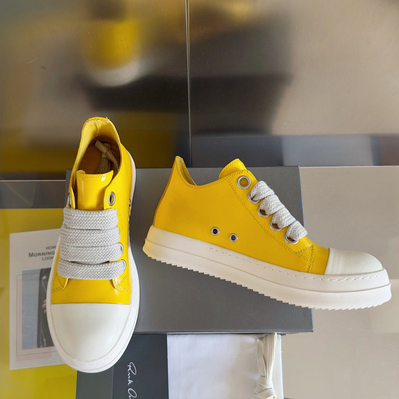 Rick Owens Yellow Low-Top Sneakers