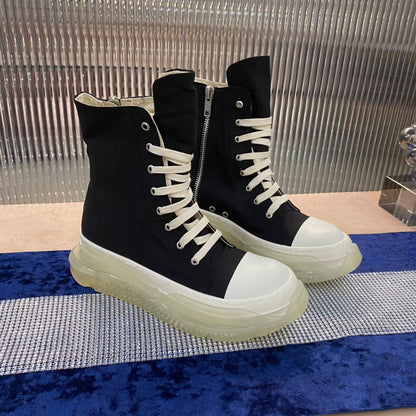 Rick Owens High-Top Canvas Boots - Black with Translucent Sole