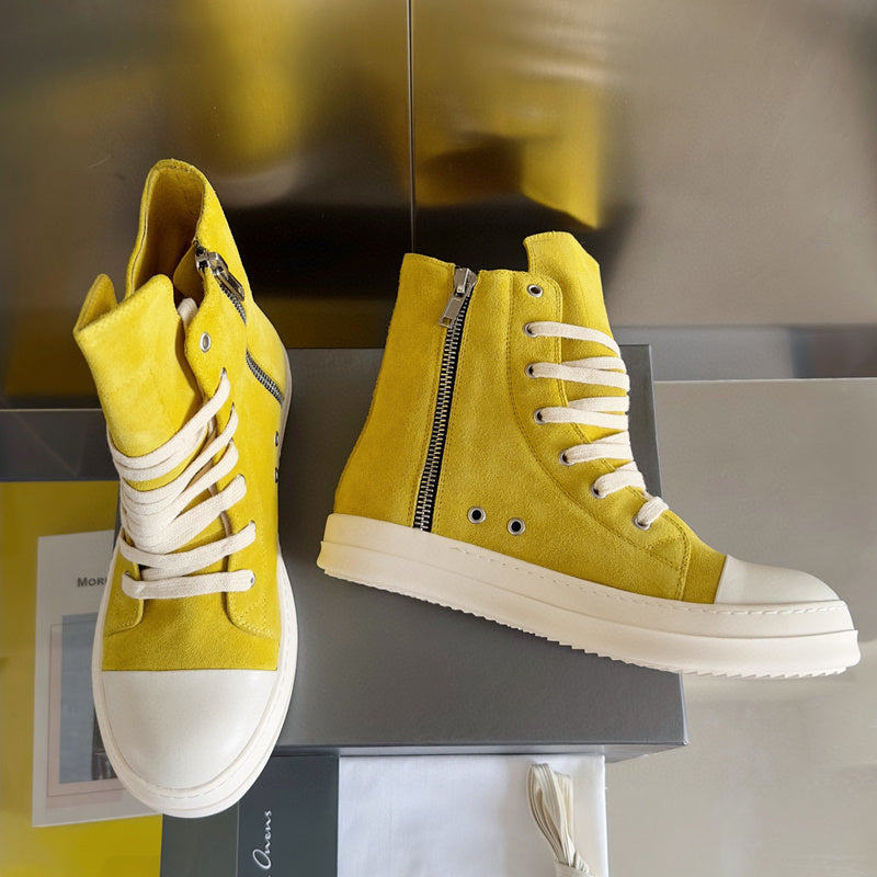 Rick Owens Yellow High-Top Sneakers