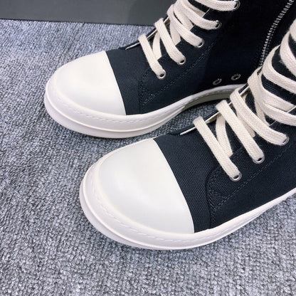 Rick Owens Black High-Top Canvas Sneakers