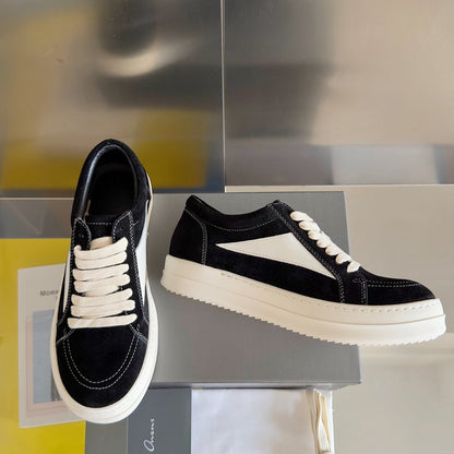 Rick Owens Black Suede Low-Top Sneakers