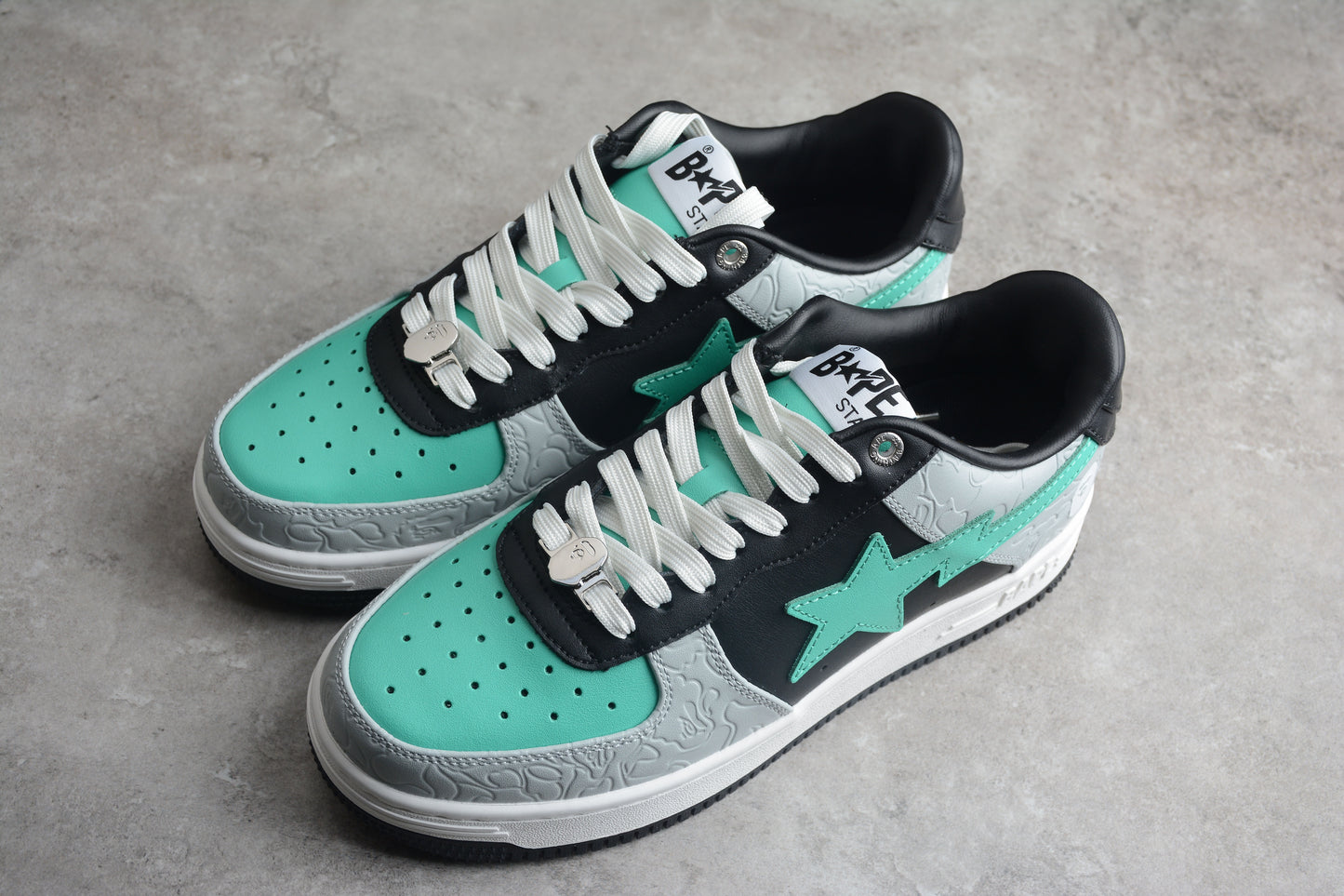 BAPE STA Low-Top Aqua and Grey Sneakers