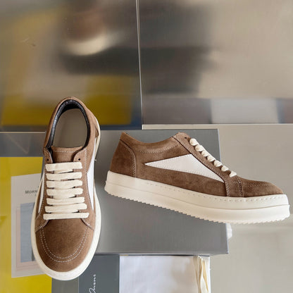 Rick Owens Brown Suede Low-Top Sneakers