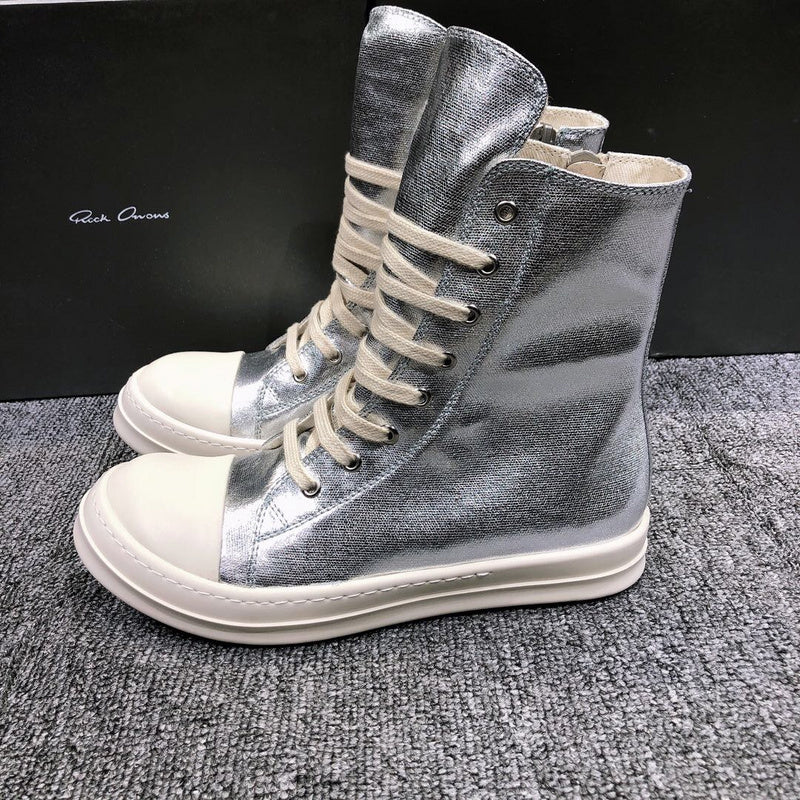 Rick Owens Metallic High-Top Sneakers