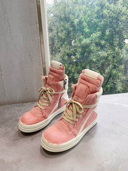 Rick Owens Geobasket Sneakers - Pink Pony Hair