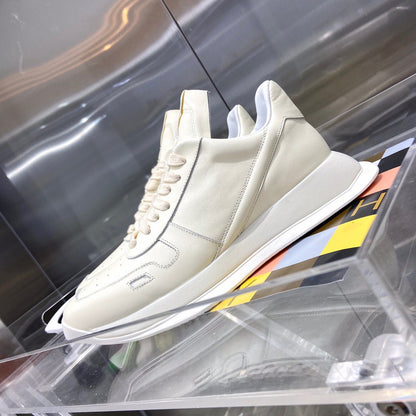 Rick Owens Cream Low-Top Sneakers